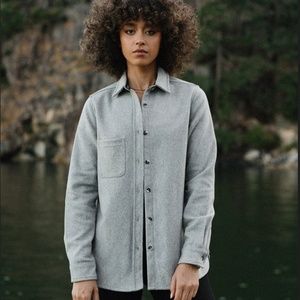 Anian The Modern Melton Wool Shirt, Light Grey, Small